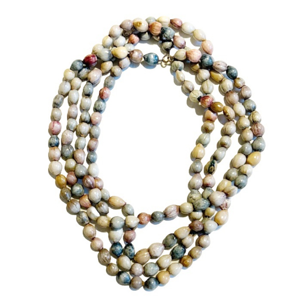 Santa Juana Necklace Nature Stone Shell Style Long Beaded Layered Pastel Beach
